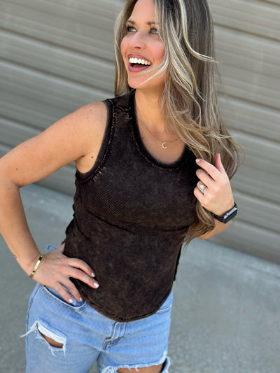 Washed Ribbed Tank Top- FINAL SALE