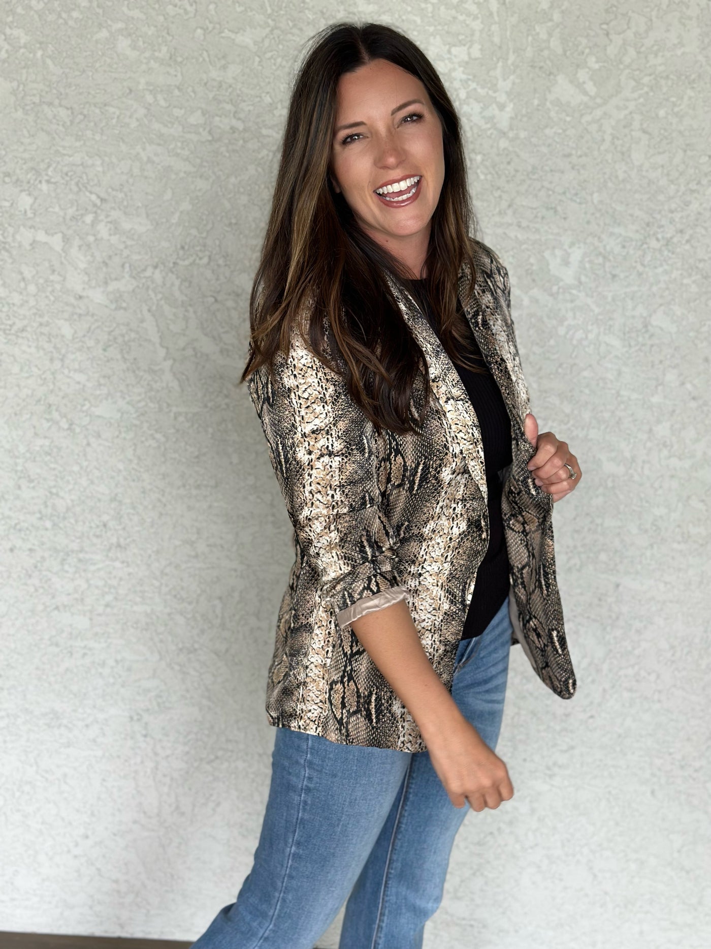 Snake Print Satin Blazer