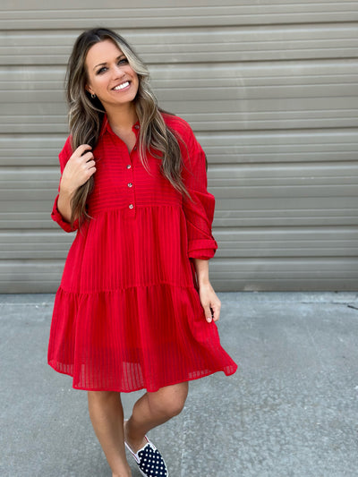 Textured-Stripe Dress - FINAL SALE