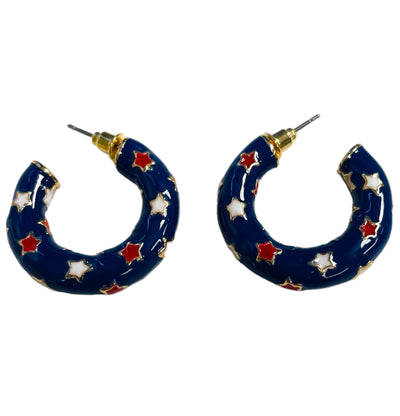 Red White & Blue Hoop Earring