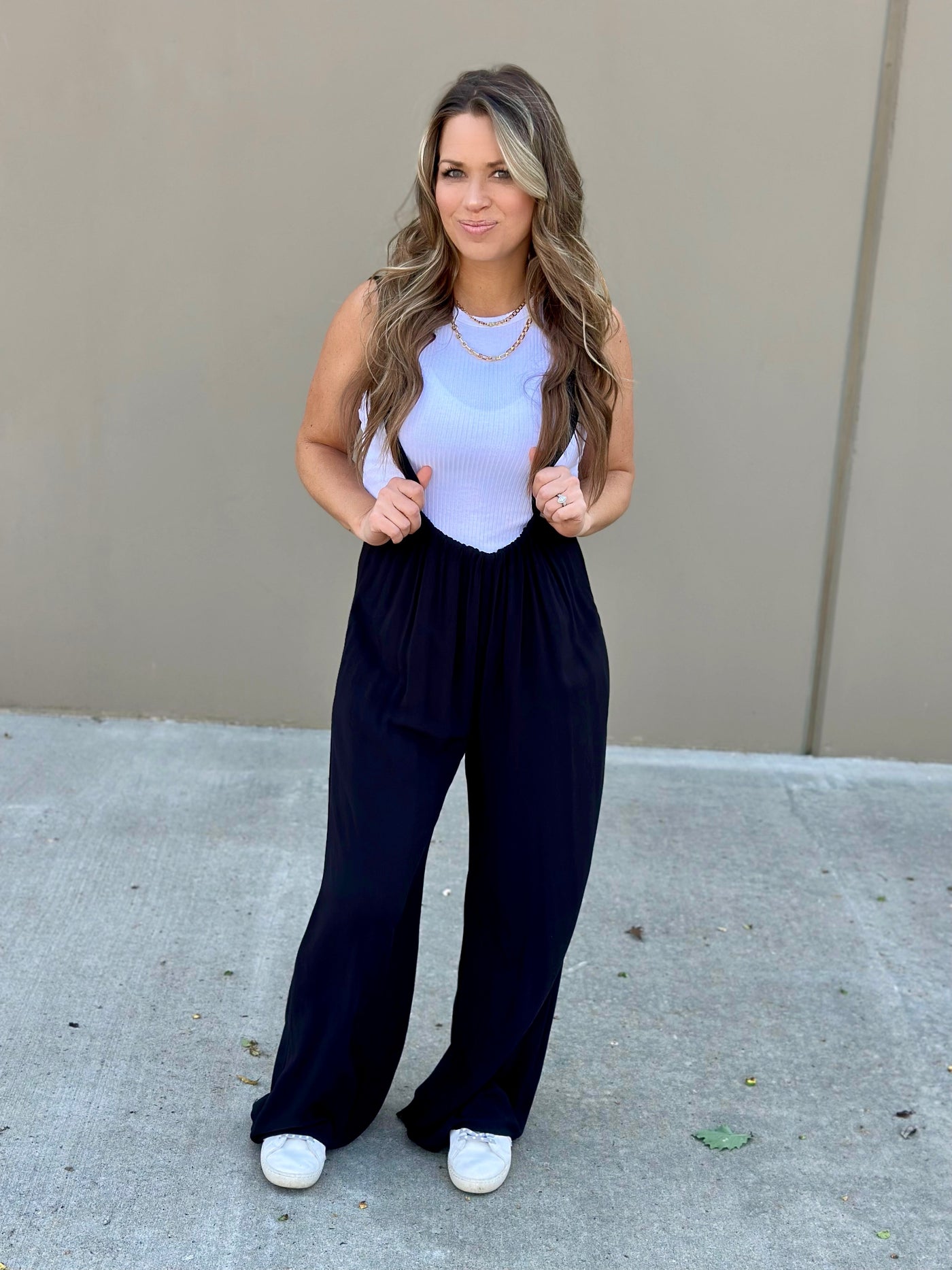 Washed Woven Suspenders Style Jumpsuit-FINAL SALE