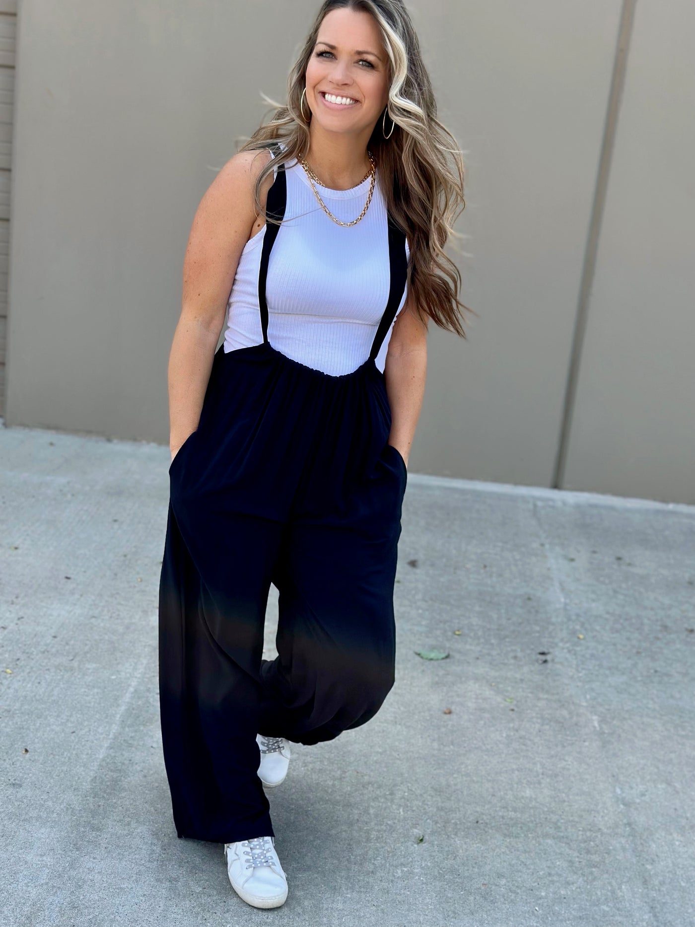 Washed Woven Suspenders Style Jumpsuit-FINAL SALE