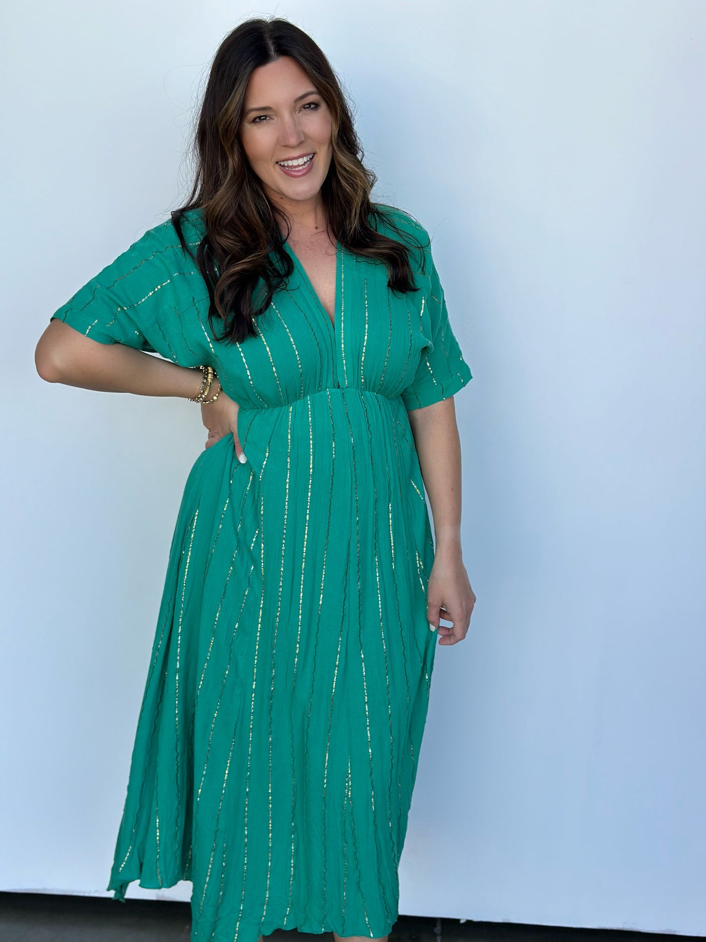 Green with Gold Shimmer Dress