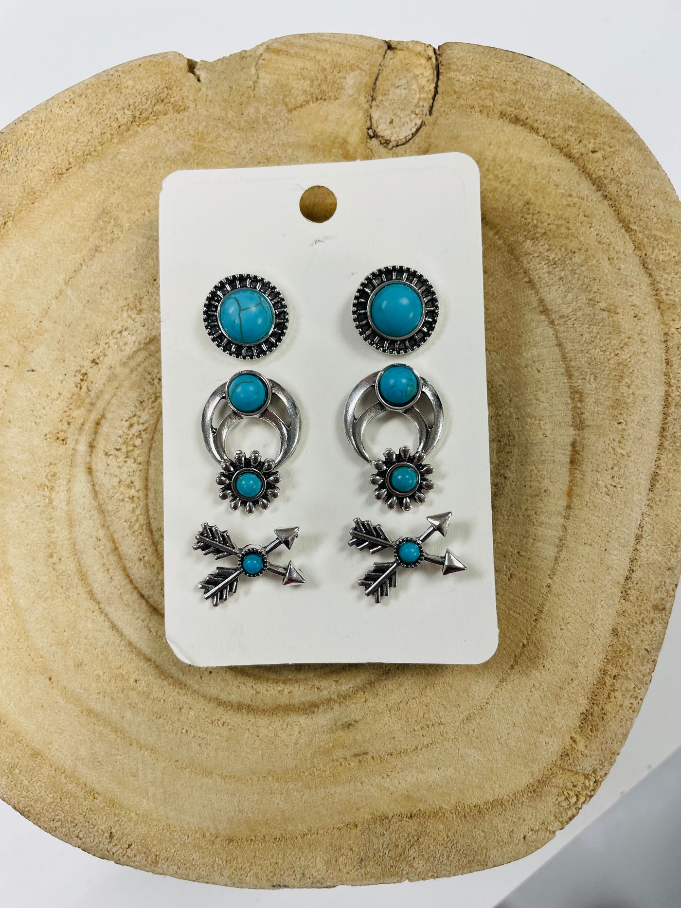4 piece stud turquoise earrings