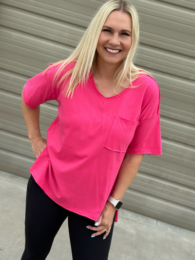 V-neck Split Side Tee- FINAL SALE