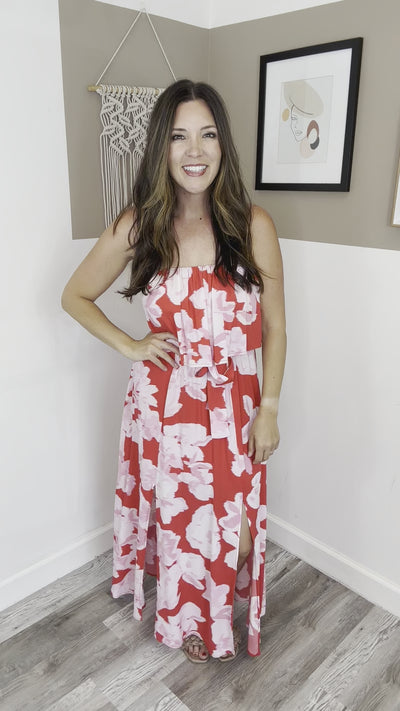 Red & Pink Floral Sleeveless