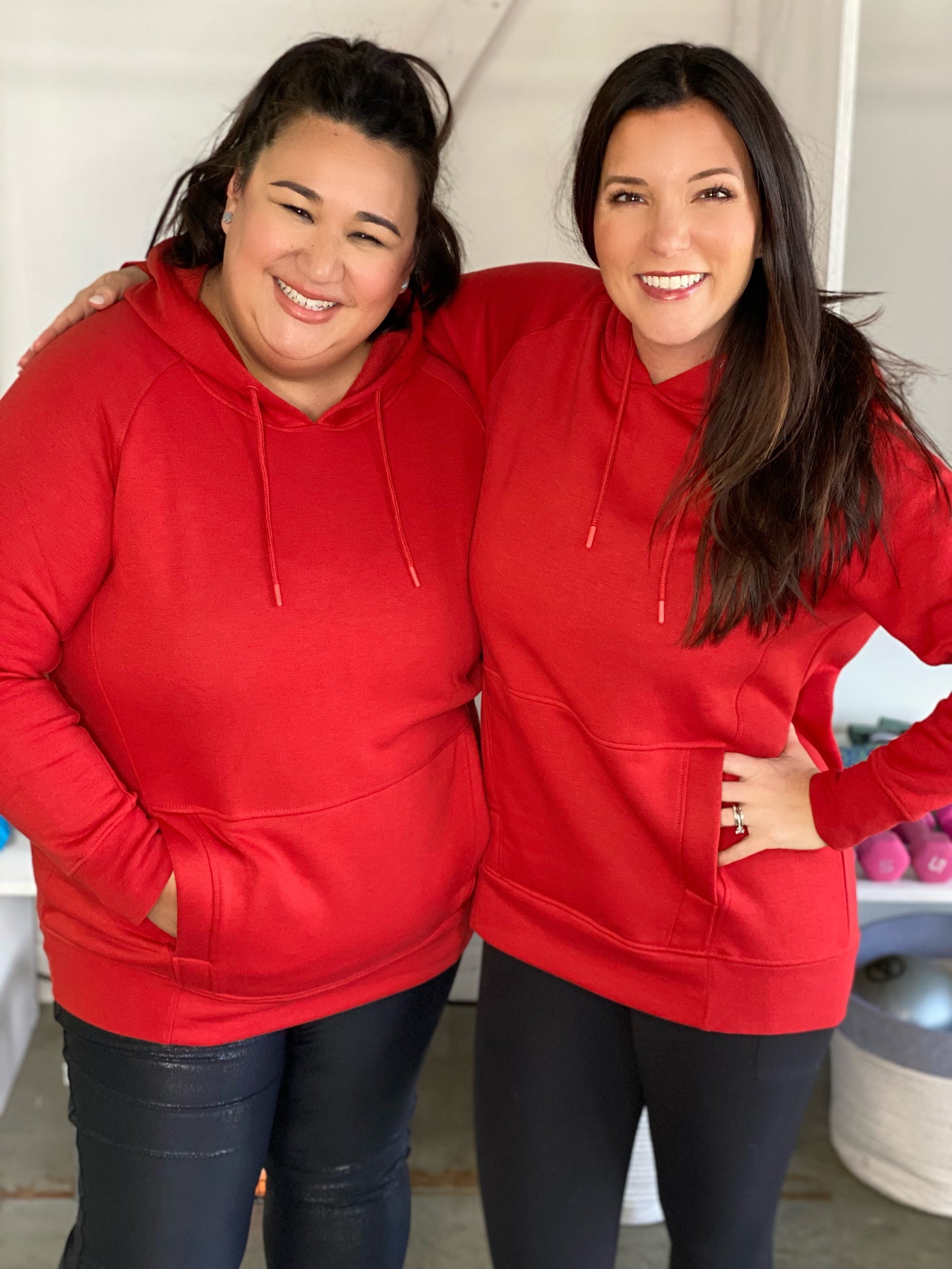 Red Oversized Tunic Hoodie Pullover