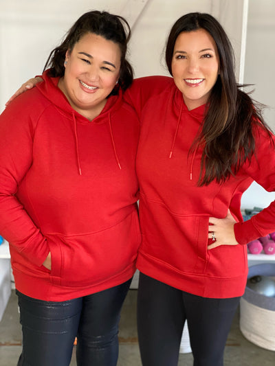 Red Oversized Tunic Hoodie Pullover