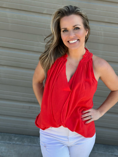 Red, White, & Hot Pink Frayed Tank - FINAL SALE
