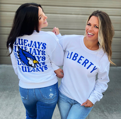 White Liberty Blue Jays Front Back Sweatshirt