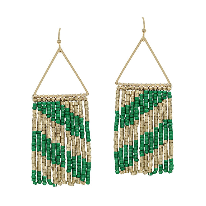 Gold Triangle with Tassel Beads