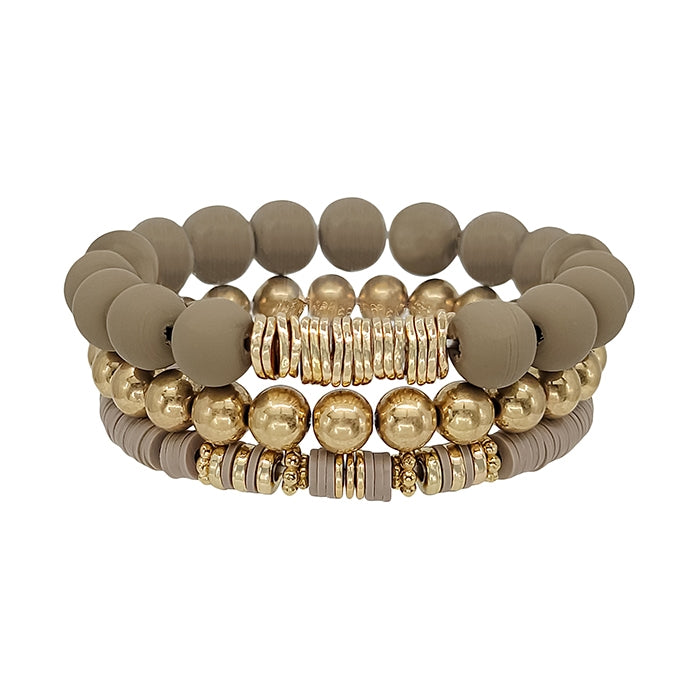 Mocha Clay, & Gold Bracelet