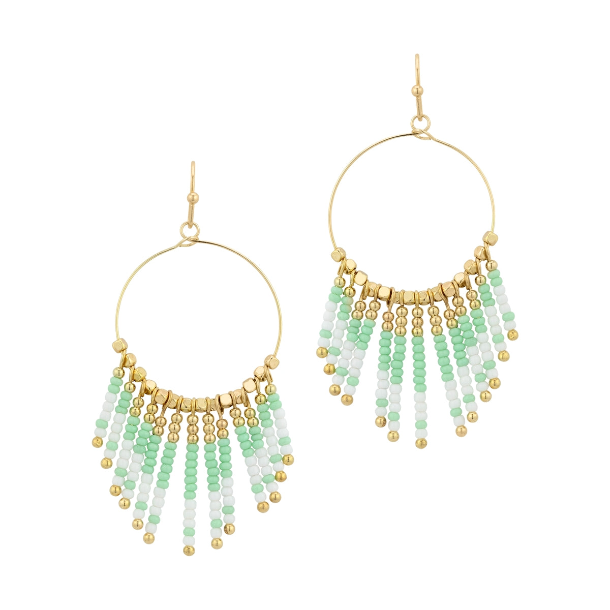 Mint Bead Circle Earring