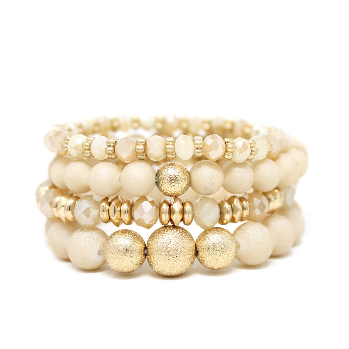 Natural Bead, Stone, & Crystal Stretch Bracelet
