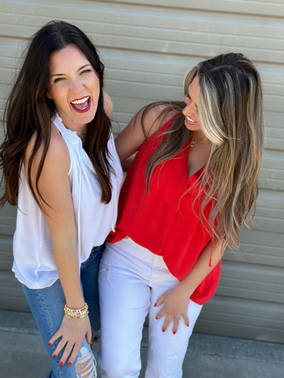 Red, White, & Hot Pink Frayed Tank - FINAL SALE