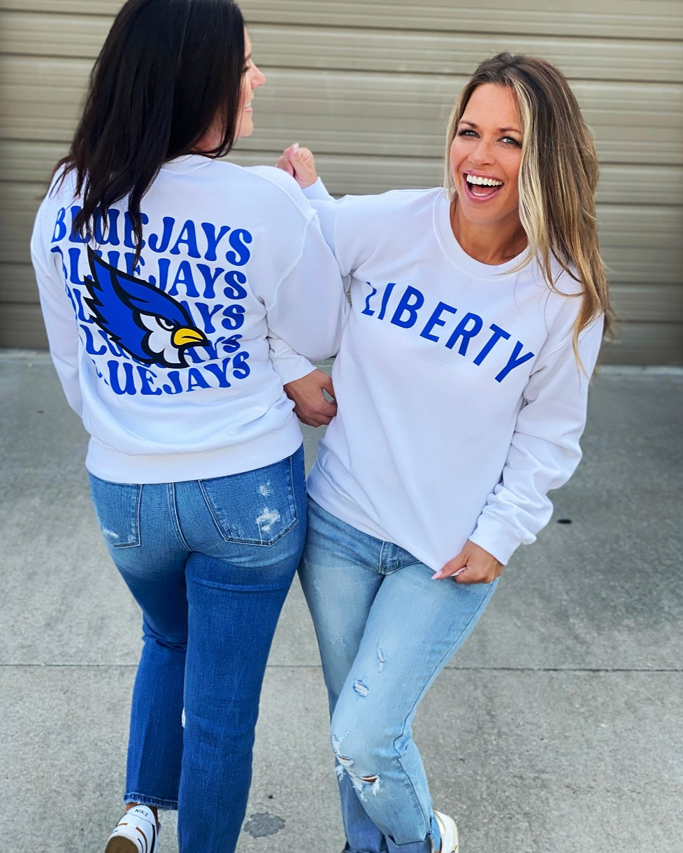 White Liberty Blue Jays Front Back Sweatshirt