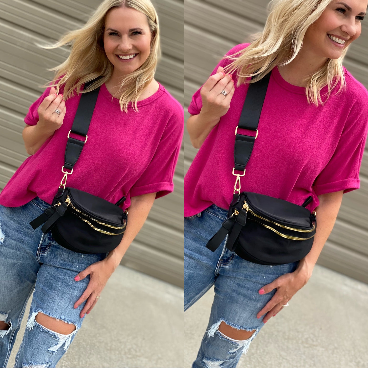 black fanny pack crossbody