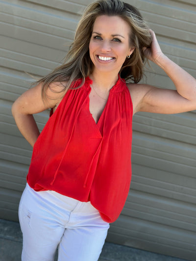 Red, White, & Hot Pink Frayed Tank - FINAL SALE