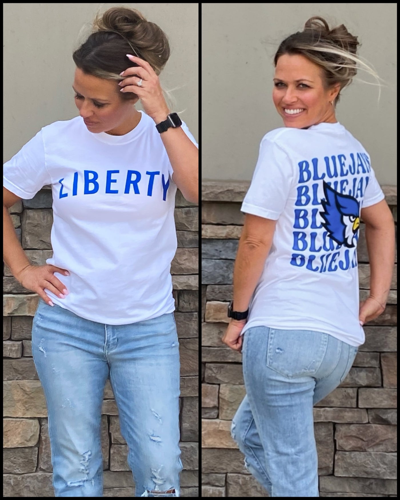 Liberty Blue Jays Front Back Tee Shirt