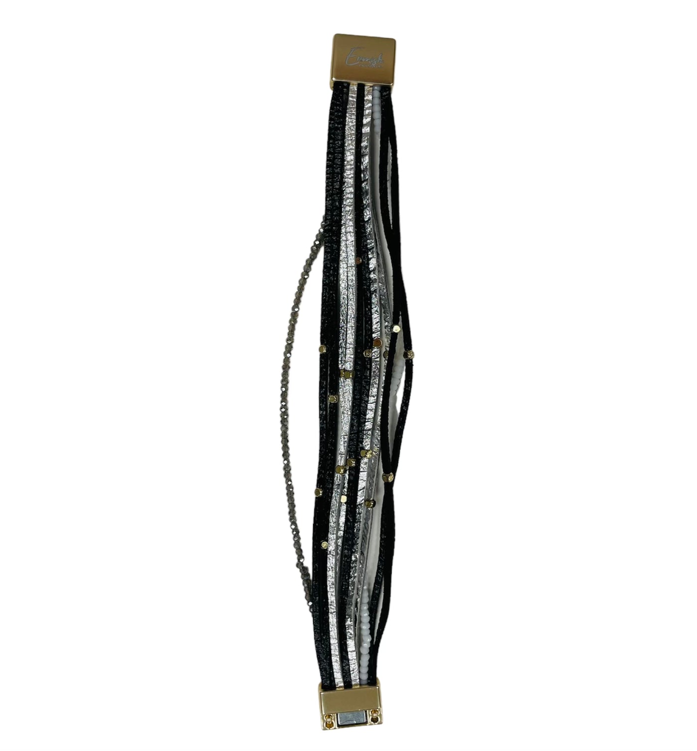 Erimish black & silver leather bracelet