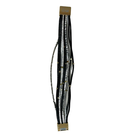 Erimish black & silver leather bracelet