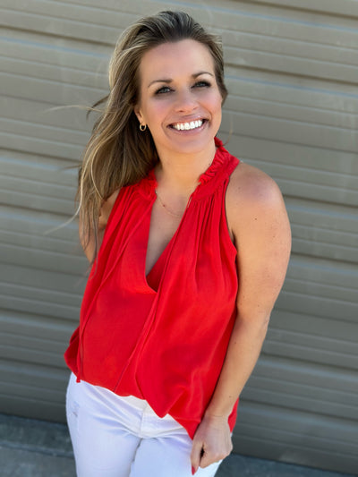 Red, White, & Hot Pink Frayed Tank - FINAL SALE